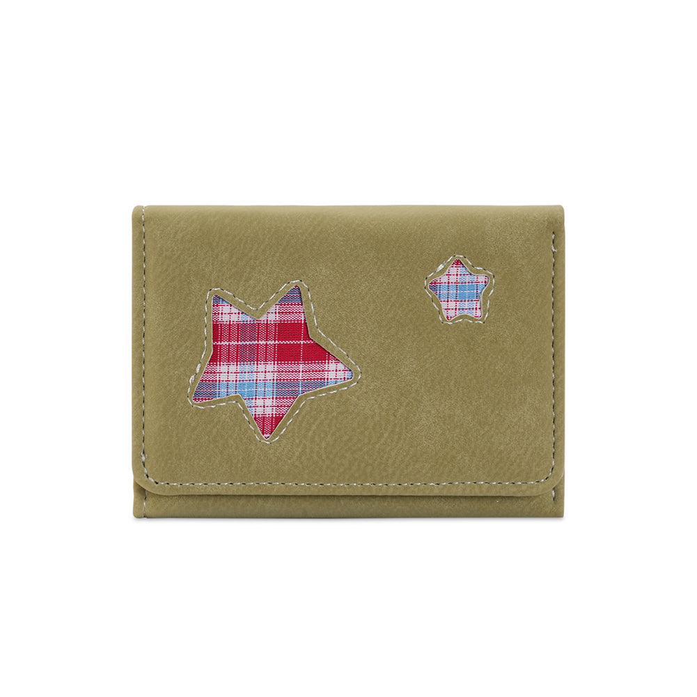 Plaid Star Patchwork Short Trifold Wallet 6W10BWB362
