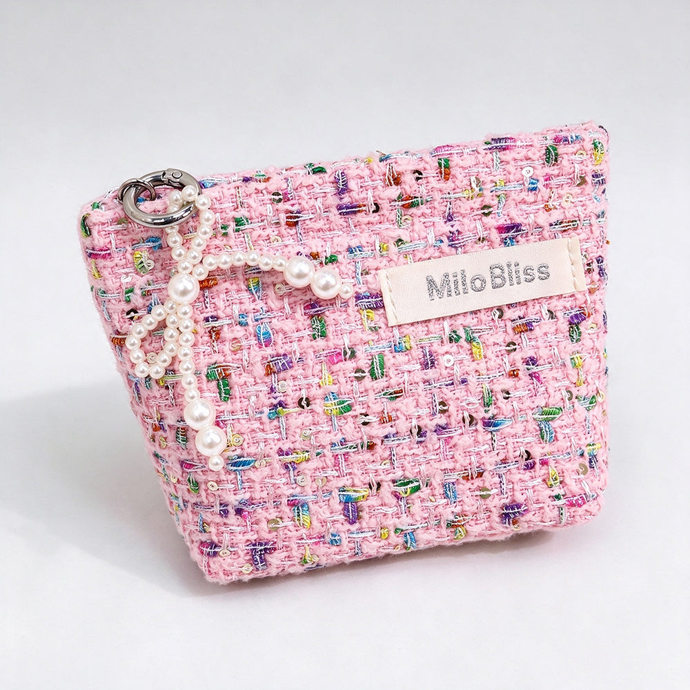 Tweed Cosmetic Bag - DippedShop Wholesale - #1395