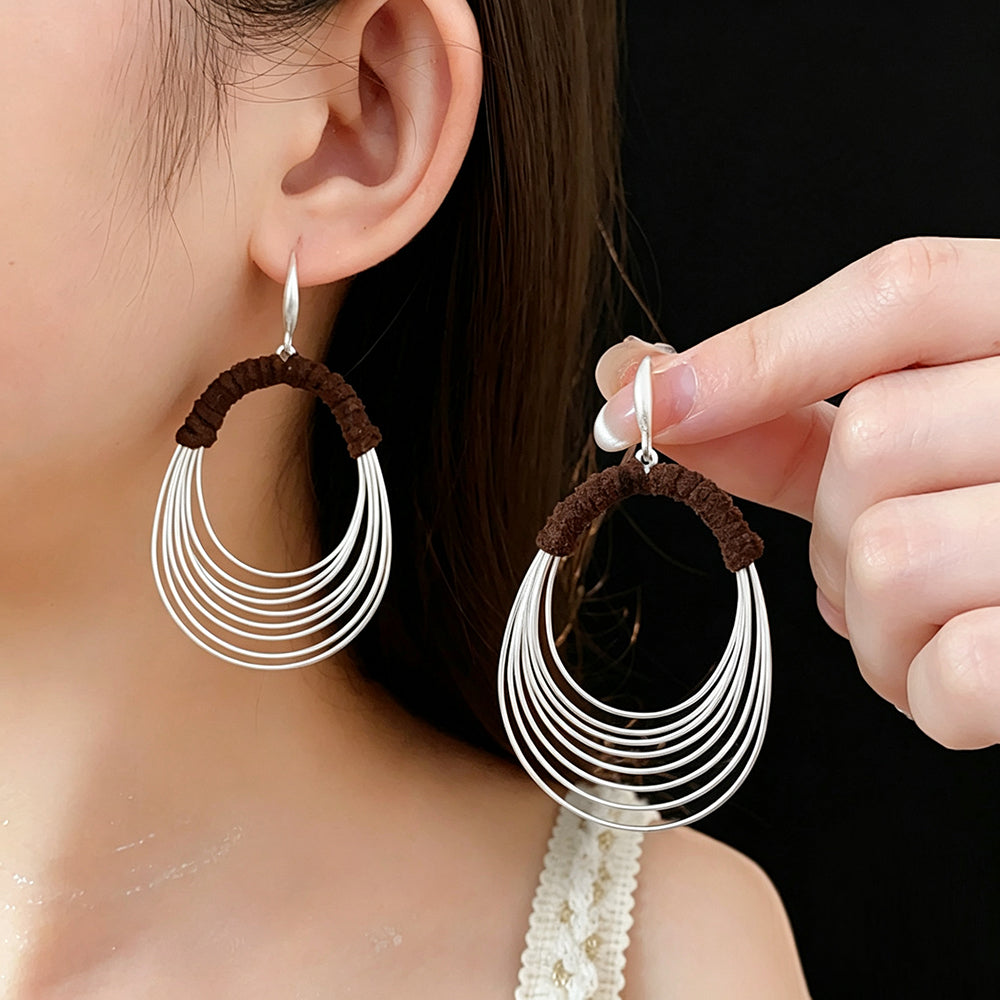 Chunky Layered Circle Gold Plated Hook Earrings 6W6JER744