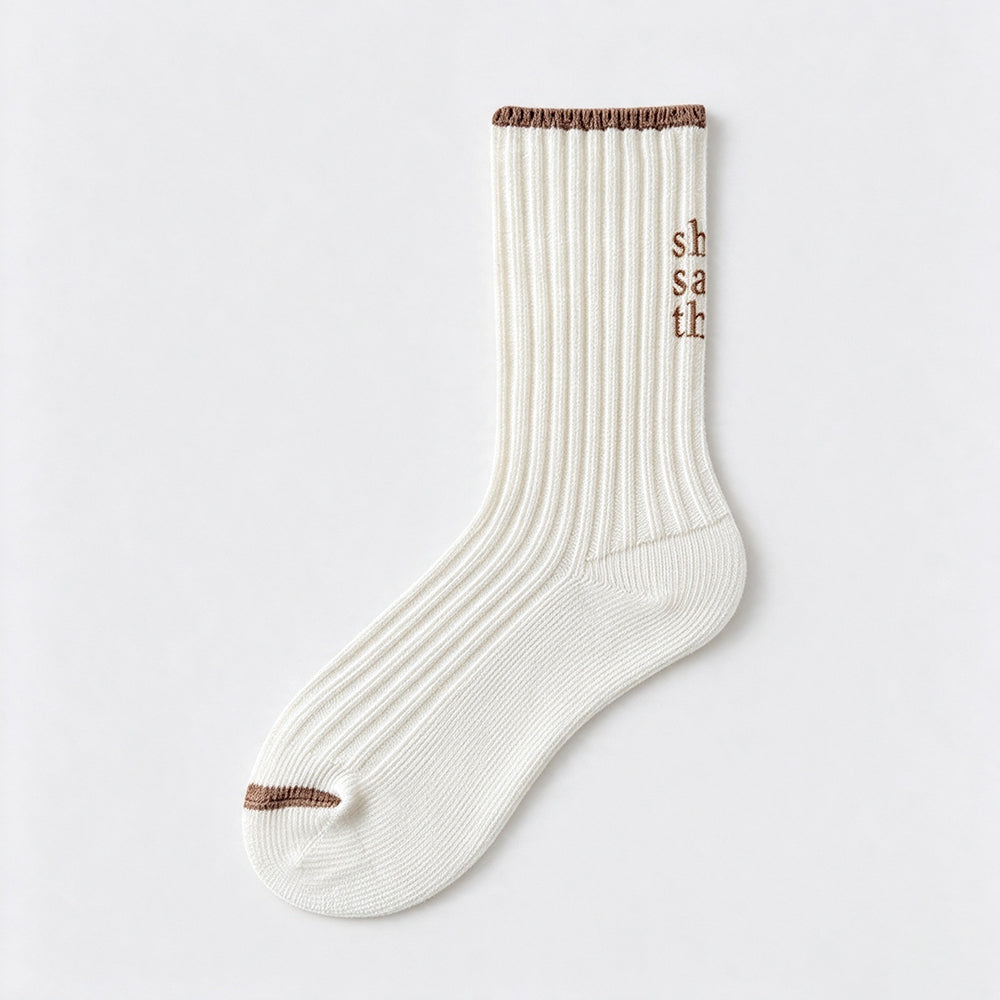 Color Block Jacquard Rib Socks - DippedShop Wholesale - #6787