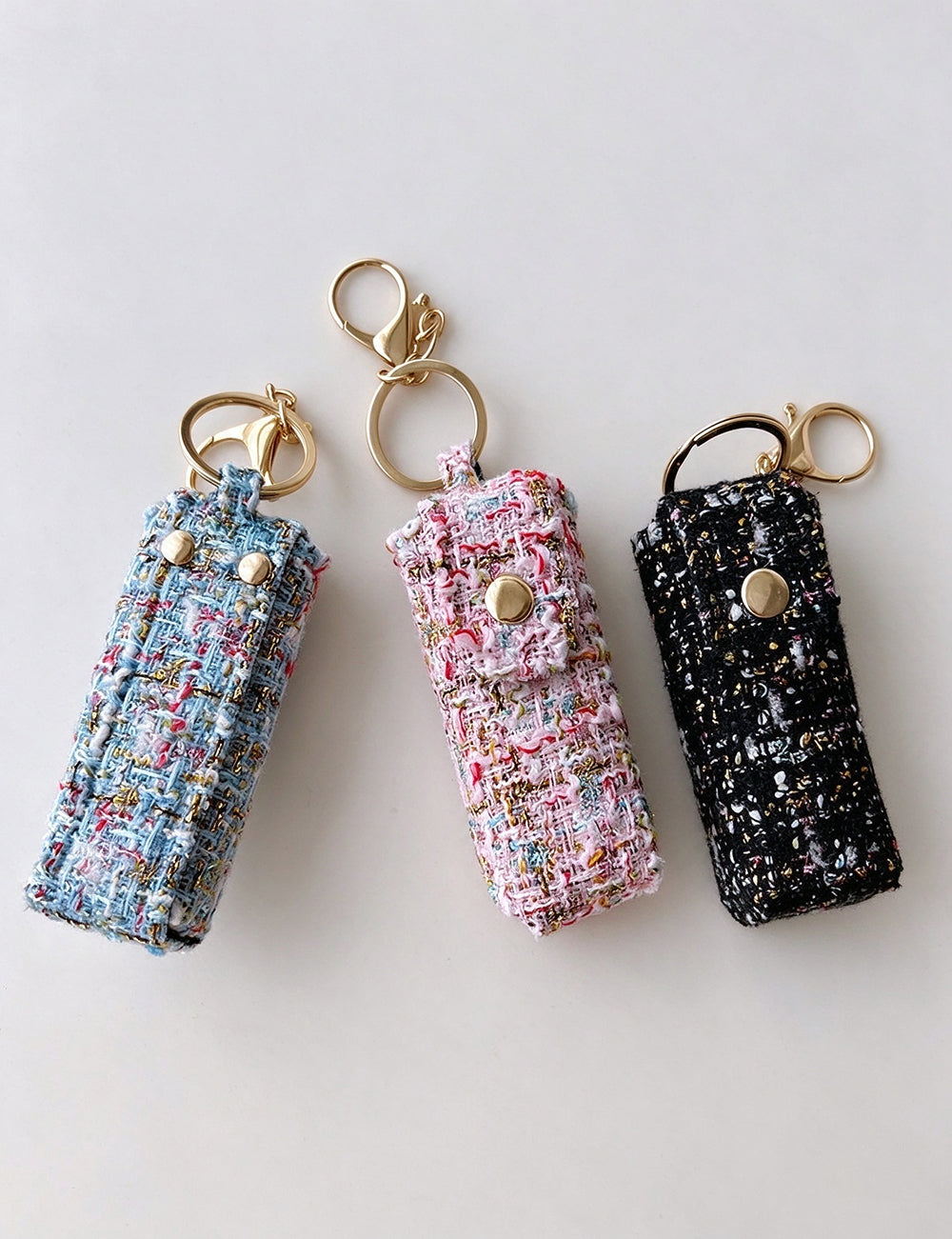 Tweed Lipstick Pouch Keychain - DippedShop Wholesale - #5347