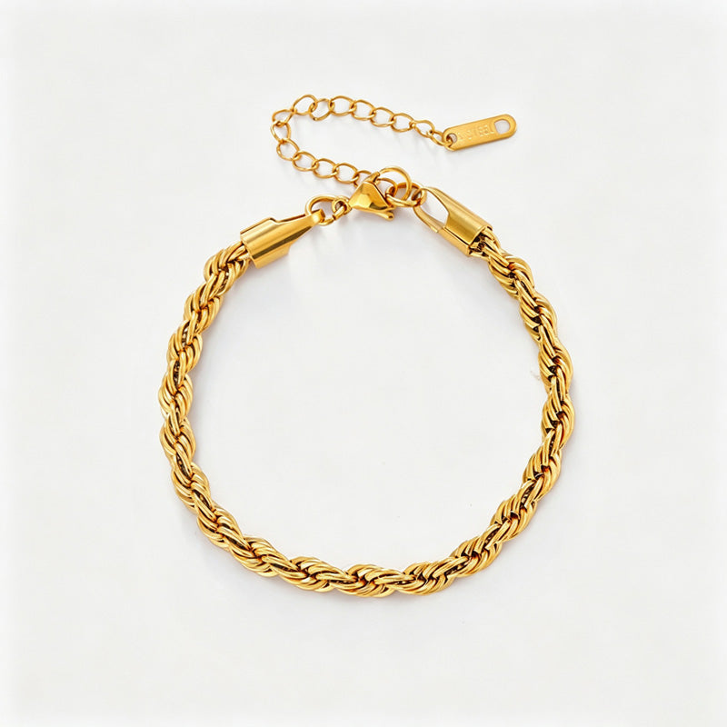 Simple Gold Four-Lear Clover Pendant Bracelet 6W6JBR515
