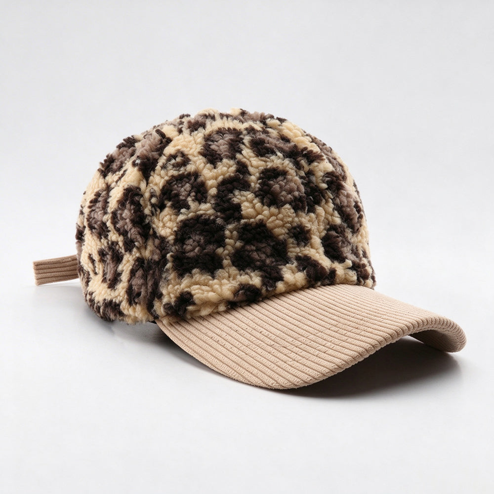 Leopard Sherpa Baseball Cap - DippedShop Wholesale - #0851