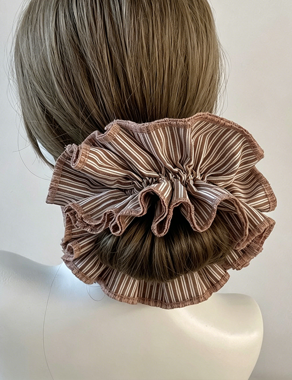 Fine Striped Headband Ruffled Scrunchie MK2BW6W6HSR41