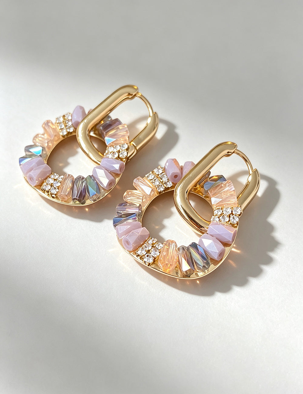 Sparkling Cubic Zirconia Double Hoop Drop Earrings 6W6JER721