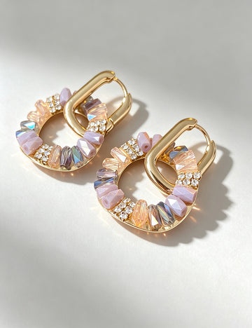 Sparkling Cubic Zirconia Double Hoop Drop Earrings 6W6JER721