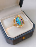 Vintage Oval Abalone Shell Open Statement Ring 6W6JRG357