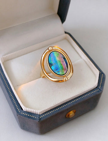 Vintage Oval Abalone Shell Open Statement Ring 6W6JRG357