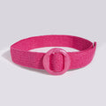 Boho-Style Solid Color Straw Weave Belt 6W6JBT205