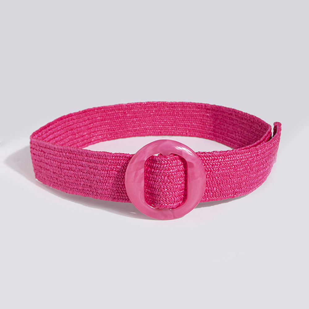 Boho-Style Solid Color Straw Weave Belt 6W6JBT205