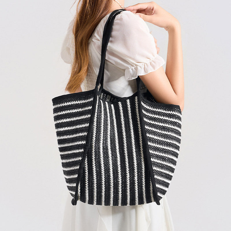 Minimalist Color Block Striped Shoulder Bag 6W10BBG1934