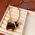 Vintage Kitten Pendant Beads Rope Braided Necklace 6W6JNC910