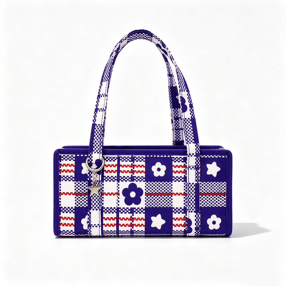 Minimalist Square Plaid Nylon Shoulder Bag 6W10BBG2131