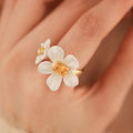 Trendy Enamel Flower Cubic Zirconia Open Ring 6W6JRG374