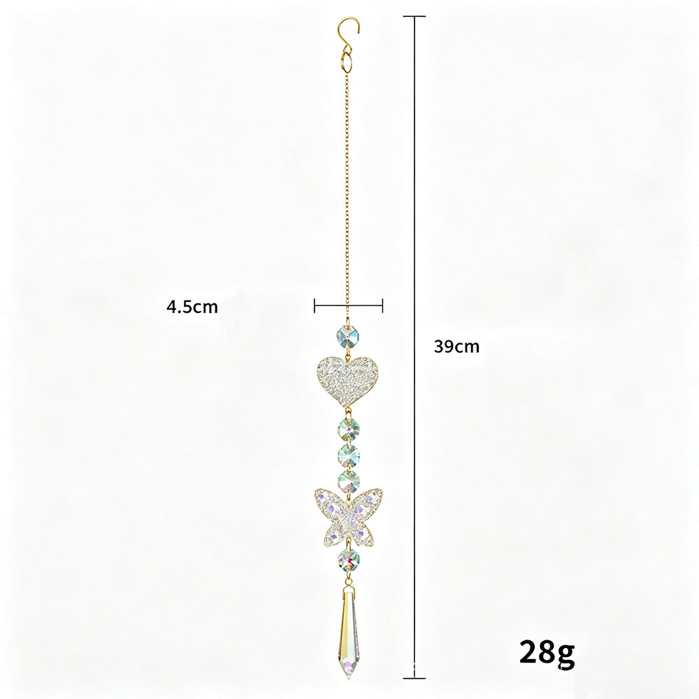 Glitter Heart Butterfly Crystal Prism Hanging Sun Catcher 6H7HLS212