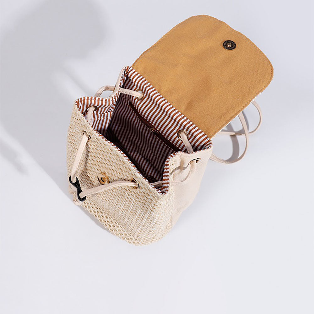 Trendy Straw Woven Sunflower Backpack 6S10BBG1434