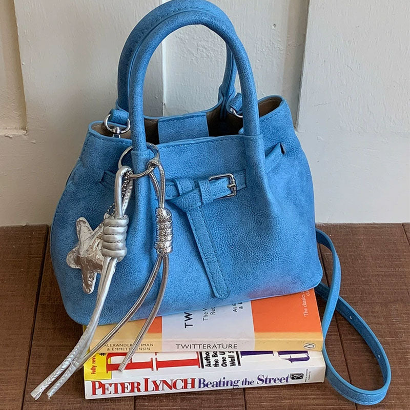 Solid Color Suede Belt Buckle Handbag 6W10BBG1376