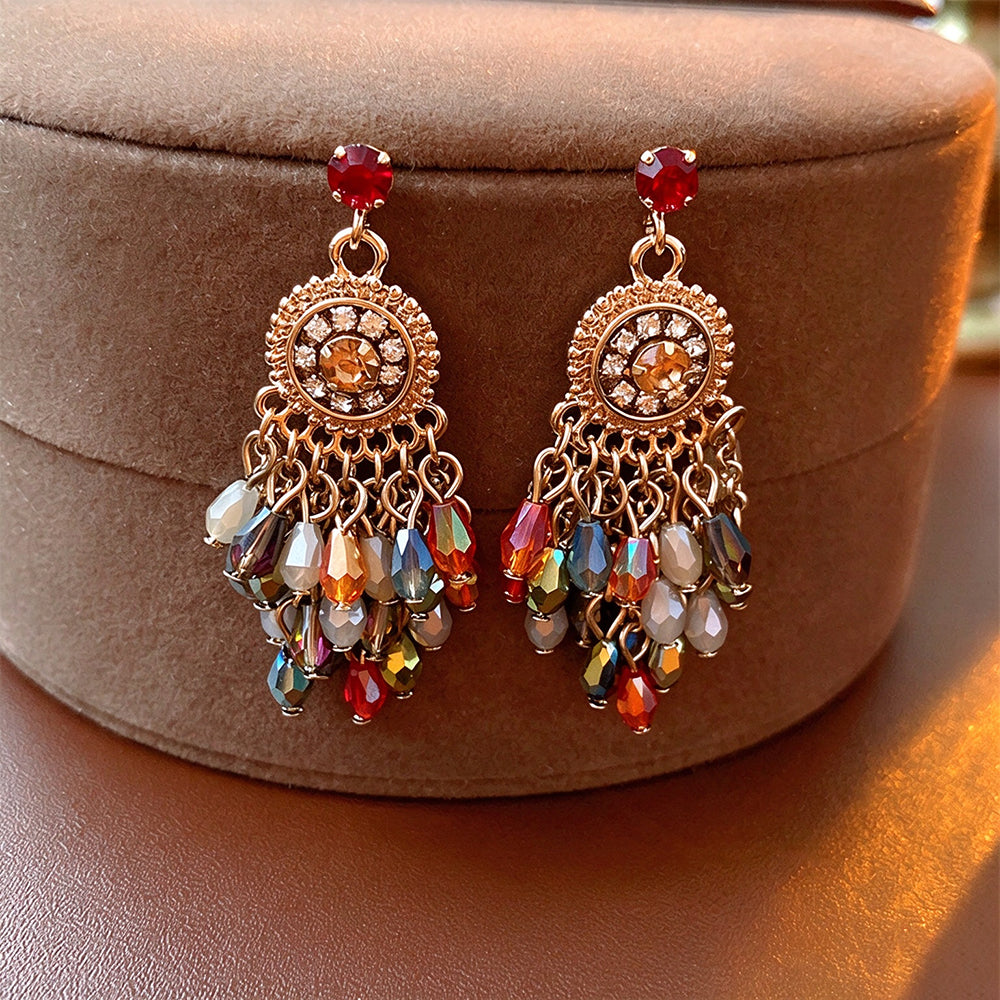 Crystal Teardrop Tassel Earrings 6W6JER803