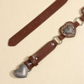 Vintage Metal Heart Wide Leather Waist Belt 6W6JBT211