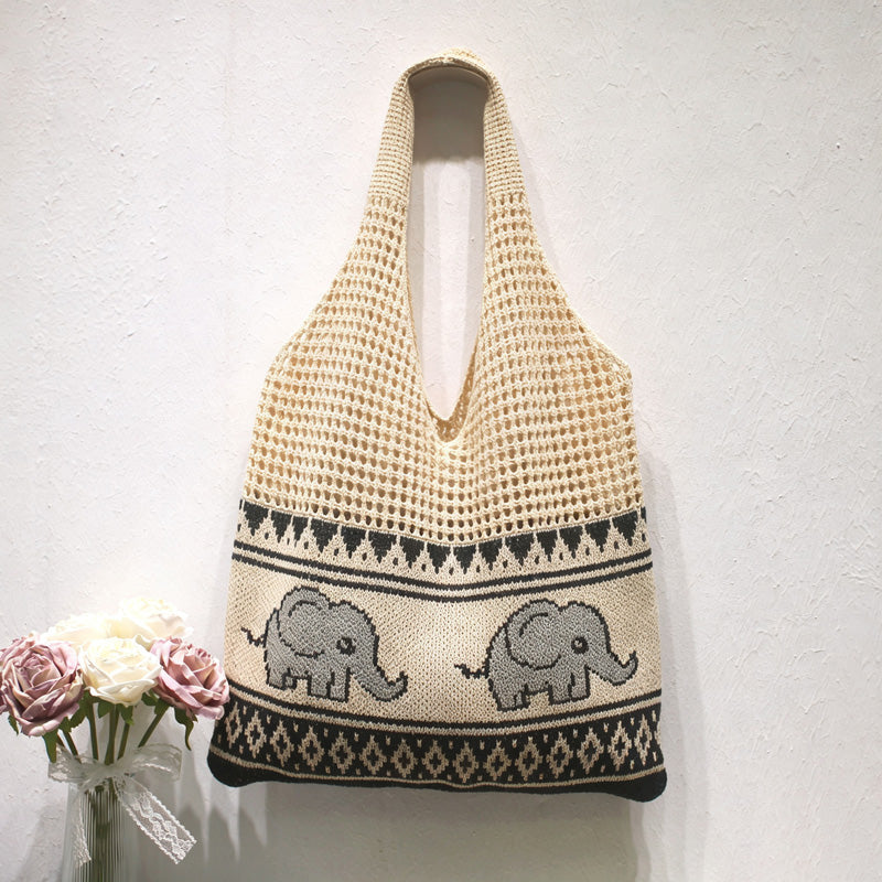 Retro Elephant Knitted Hollow Shoulder Bag 6W10BBG1795