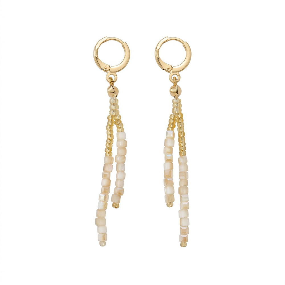 Boho Multi-Color Beaded Tassel Hoop Earrings 6W6JER952