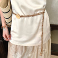Vintage Button Crochet Flower Braided Waist Belt 6W6JBT202