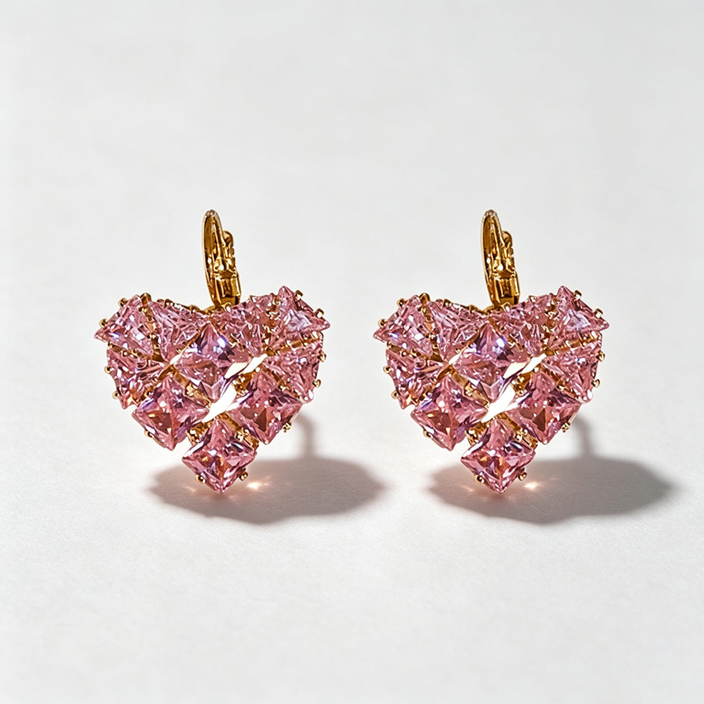 Minimalist Heart Gold Plated Cubic Zirconia Hoop Earrings 6W6JER719
