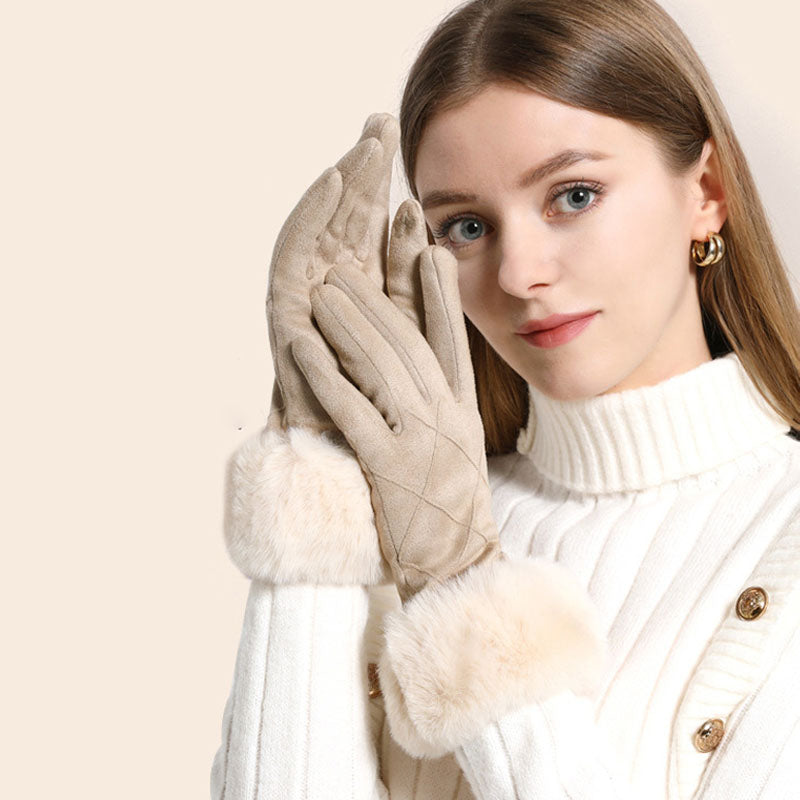 Plaid Suede Touch Screen Gloves - DippedShop Wholesale - #8835