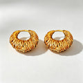 Chunky Gold Plated Hollow Woven Hoop Earrings 6W6JER704