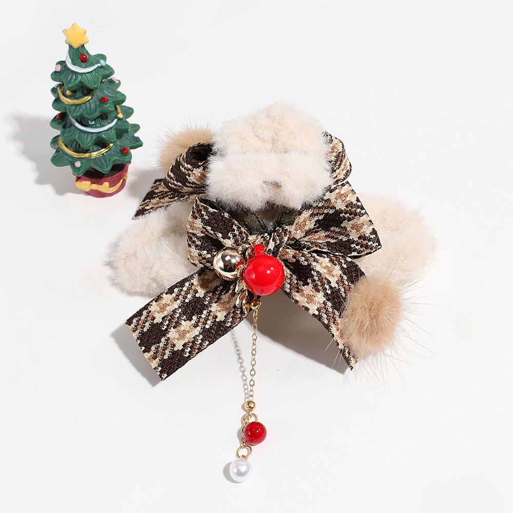 Plaid Velvet Bow Hair Clip - DippedShop Wholesale - #4547