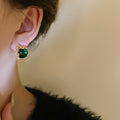 Luxury Green Square Cubic Zirconia Stud Earrings 6W6JER722