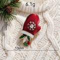 Enamel Rhinestone Christmas Mitten Brooch Pin 6W6JPB58