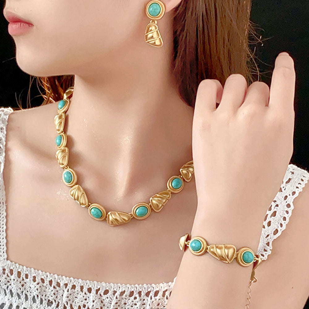 Vintage Gold Plated Geometry Shape Chain Necklace 6W6JNC891