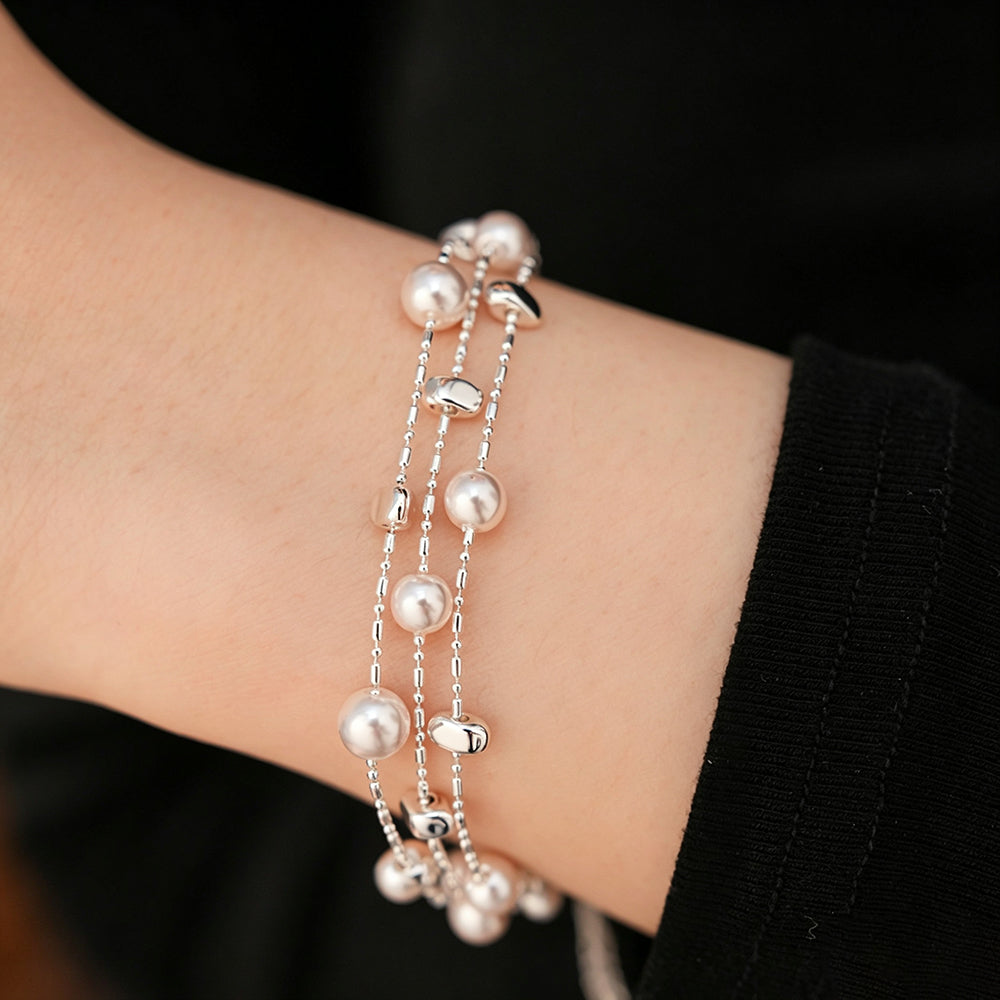 Elegant Multi Layer Pearl Chain Bracelet 6W6JBR699