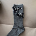 Sweet Bow Rhinestone Mid-Calf Socks 6W8FSO767