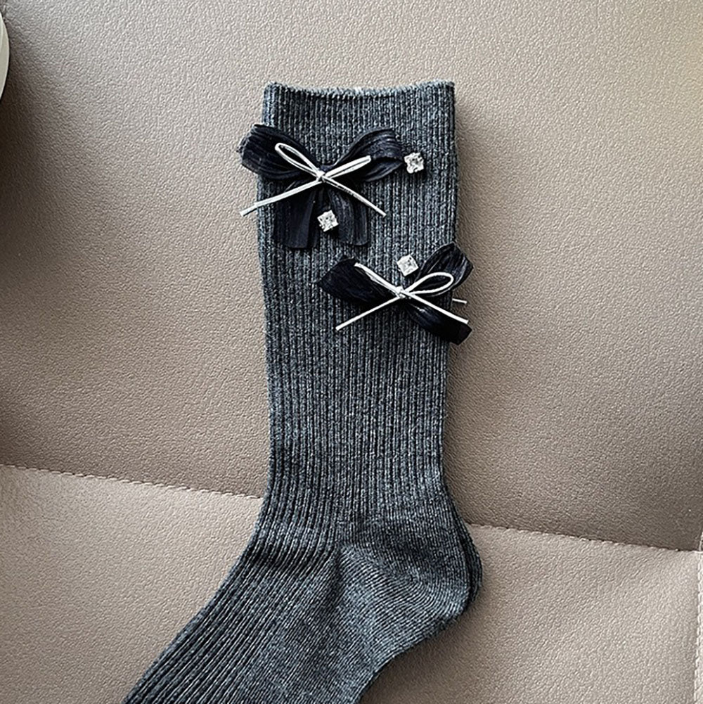 Sweet Bow Rhinestone Mid-Calf Socks 6W8FSO767