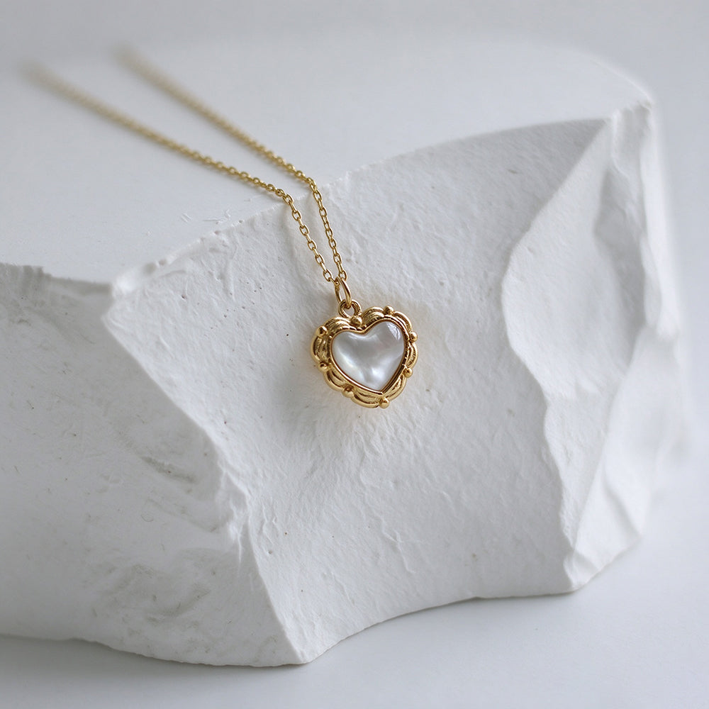 Cute Heart Shell Pendant Gold Plated Necklace 6W6JNC1079