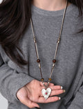 Long Beaded Heart Pendant Necklace - DippedShop Wholesale - #6323