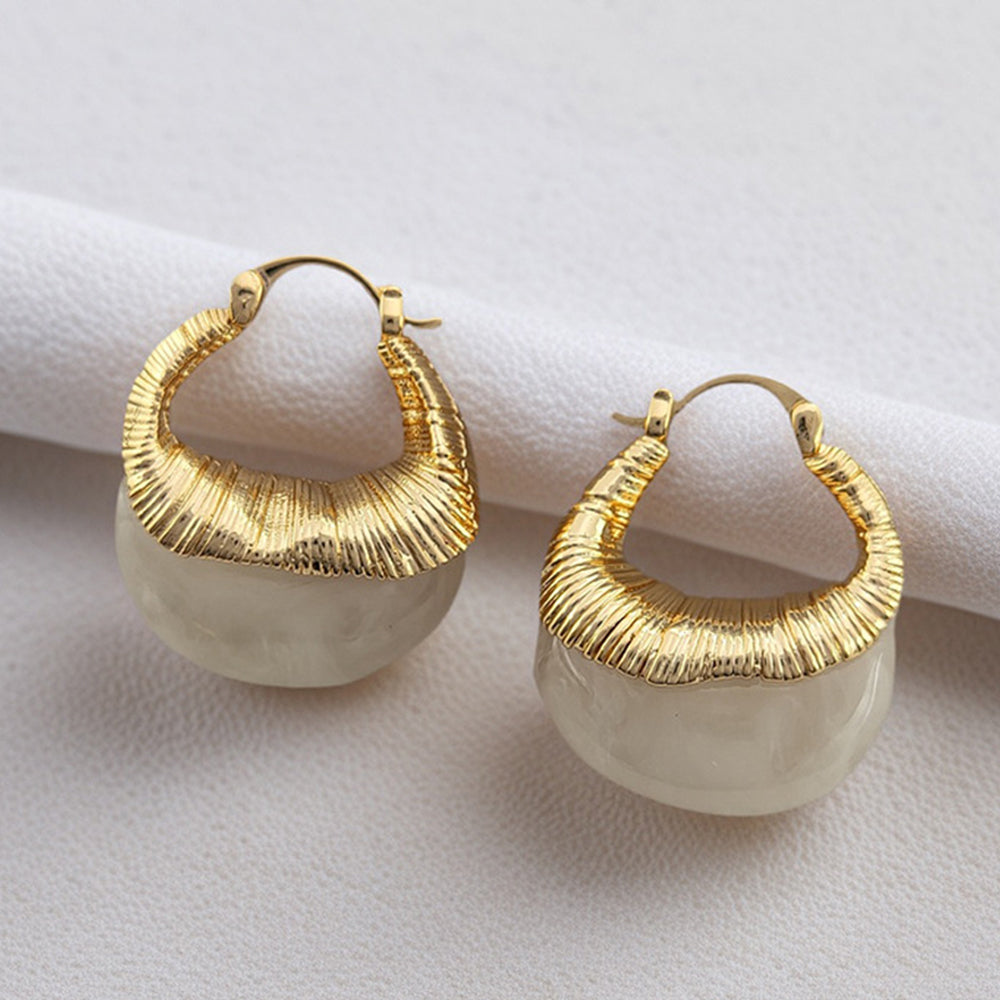 Chunky Amber Resin Teardrop Hoop Earrings 6W6JER941