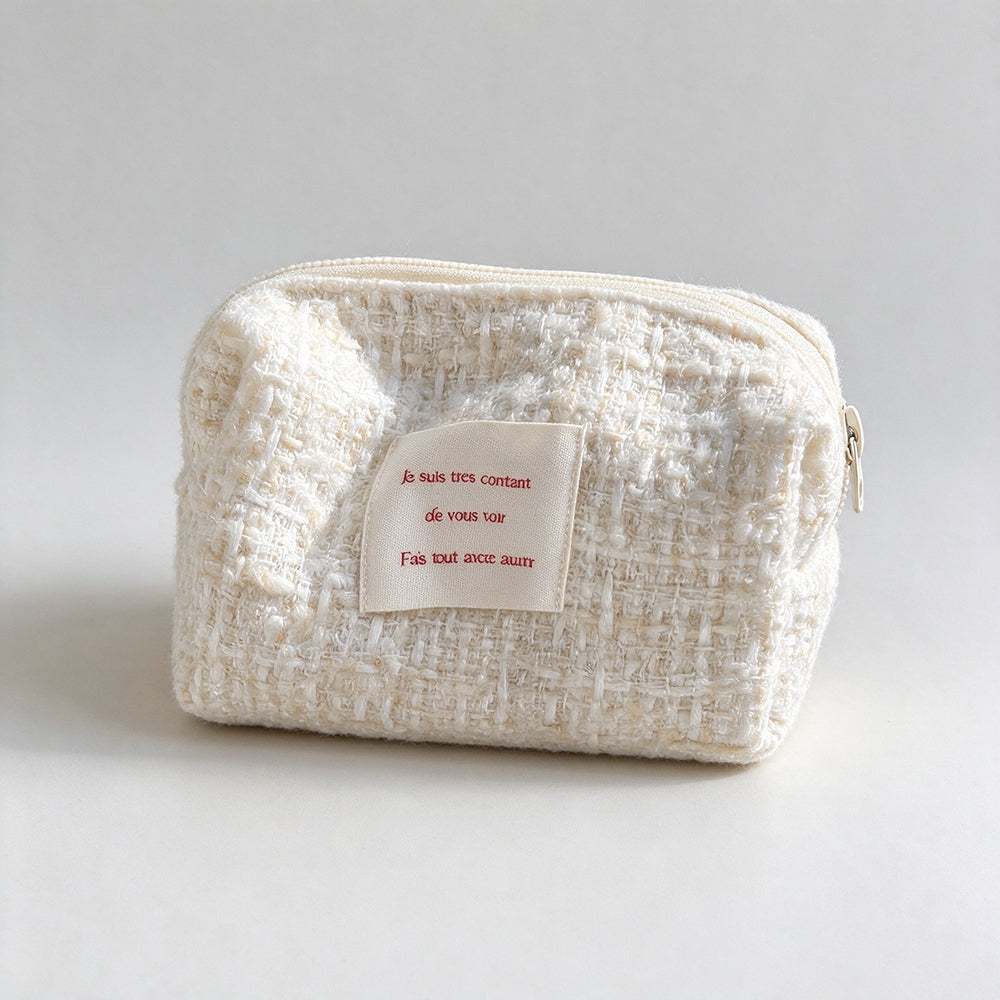 Tweed Woven Cosmetic Bag - DippedShop Wholesale - #7571