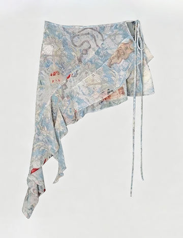 Printed Tie Side Wrap Skirt - DippedShop Wholesale - #1315