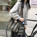 Fashion Striped Leoaprd Print Canvas Shoulder Bag 6W10BBG2485