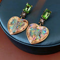 Vintage Heart Pendant Rhinestone Drop Earrings 6W6JER804
