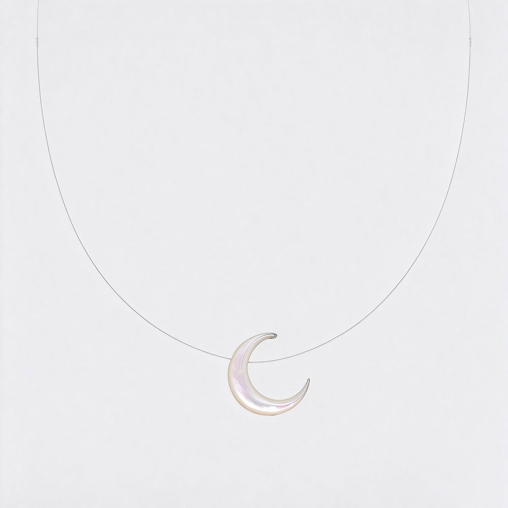 Invisible Fishing Line Crescent Moon Choker Necklace 6W6JNC1077