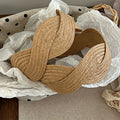 Elegant Woven Straw Crossed Wide Headband 6W6HBD296