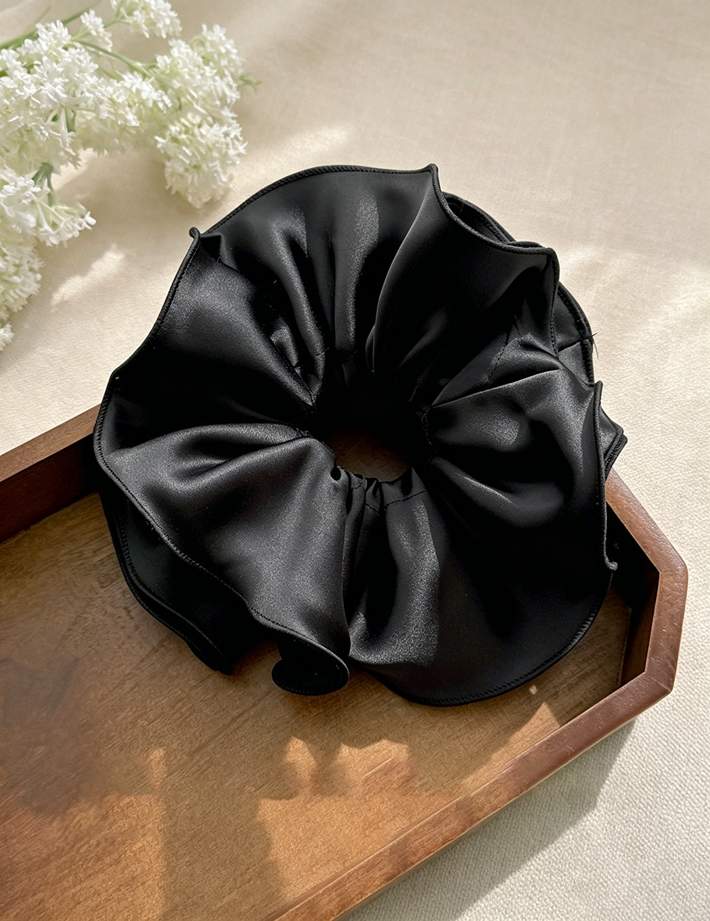 Ruffled Edge Satin Hair Scrunchie MK2BLW6W6HSR24