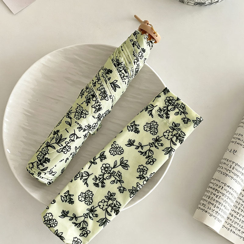 Vintage Floral Print Lightweight Folding Compact Umbrella MK2MBFN6Z11UL08