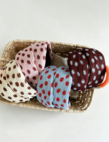 Vintage Polka Dots Ruched Wide Headband 6W6HBD287