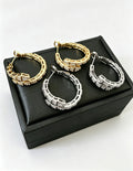 Chunky Gold Plated Rhinestone Statement Hoop Earrings 6W6JER724