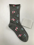 Floral Rolled Cuff Crew Socks - DippedShop Wholesale - #5571